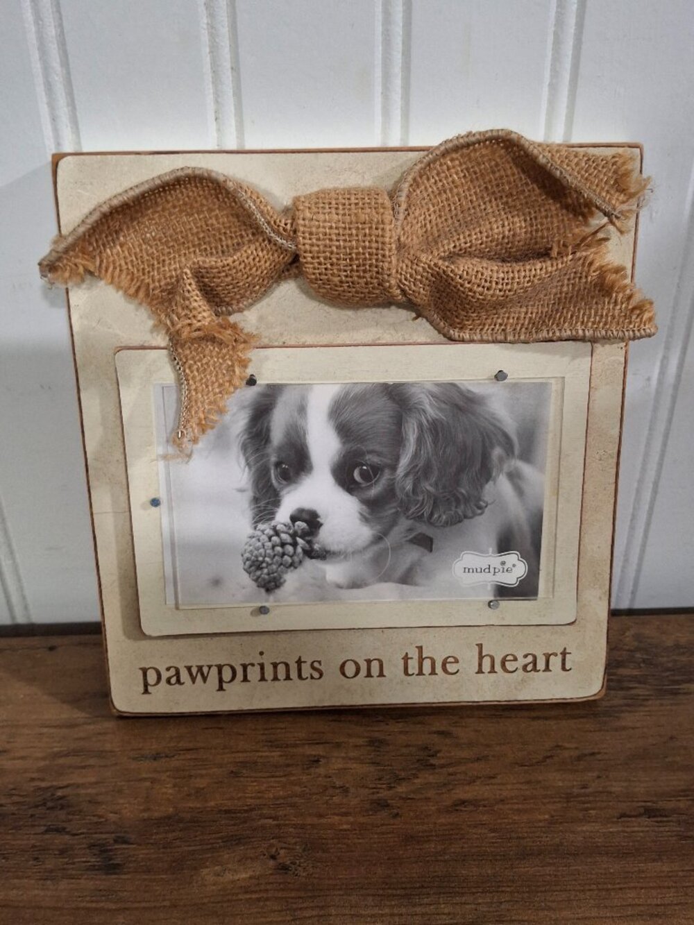 New Mud Pie Dog Puppy Photo Frame Wall Hanging Pawprints on the Heart Farmhouse